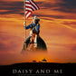Western themed movie poster with a cowboy riding on the horizon, and a personalizable photo of a girl riding a horse whilst holding an american flag