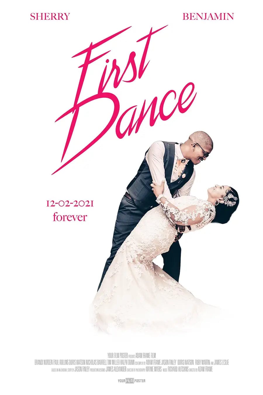 Dirty Dancing inspiring personalizable movie poster, showing a wedding dance photo called First Dance