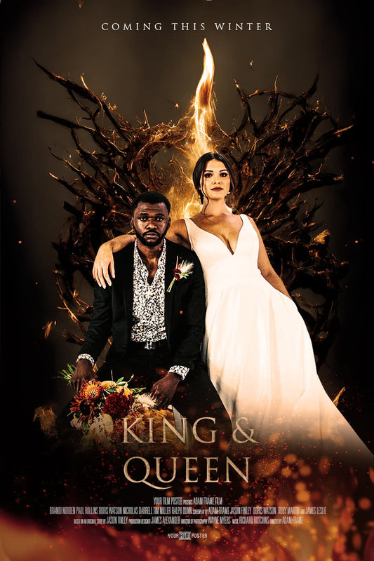 Game Of Thrones inspired custom movie poster showing newly weds and titled King and Queen